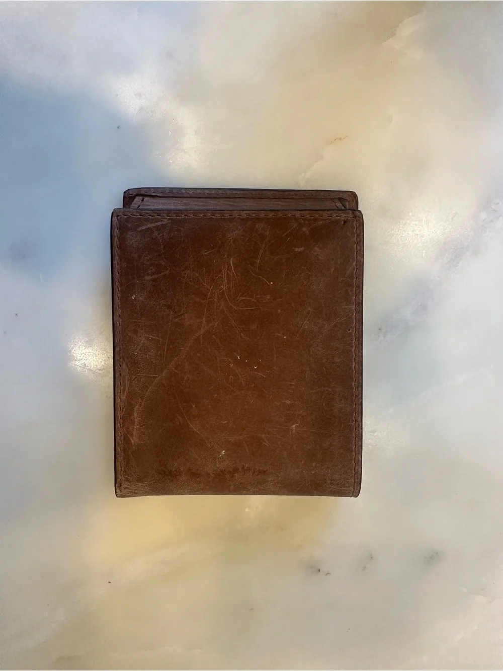 Fossil Brown Leather Men's Trifold Wallet with ID Window